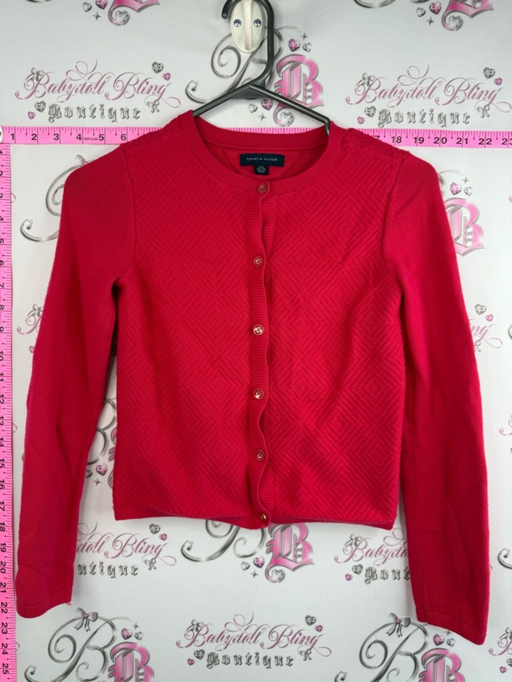 Tommy Hilfiger sweater button up Bright Red Textured Button-Front Cardigan